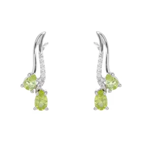 Boucles d oreilles Pendantes Argent 925 Rhodié Péridot Poire Oxyde Boucles composées motifs pavés d oxydes zirconium serti...