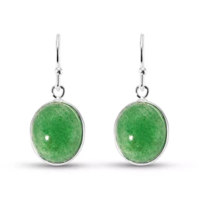 Boucles d oreilles Pendantes Argent Aventurine Ovale Cabochon 12x10mm Ces boucles d oreilles sont serties pierres ovales t...