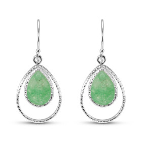Boucles d oreilles Pendantes Argent Aventurine Poire Cabochon Ces boucles d oreilles sont serties pierres forme poire tail...
