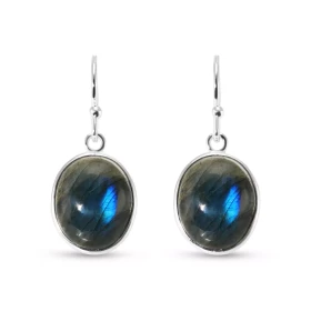 Boucles d oreilles Pendantes Argent Labradorite Ovale Cabochon 12x10mm Ces boucles d oreilles sont serties pierres ovales ...