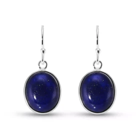 Boucles d oreilles Pendantes Argent Lapis Lazuli Ovale Cabochon 12x10mm Ces boucles d oreilles sont serties pierres ovales...