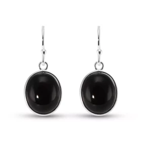 Boucles d oreilles Pendantes Argent Onyx Ovale Cabochon 12x10mm Ces boucles d oreilles sont serties pierres ovales taille ...