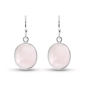 Boucles d oreilles Pendantes Argent Quartz Rose Ovale Cabochon 12x10mm Ces boucles d oreilles sont serties pierres ovales ...