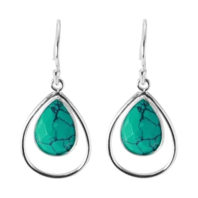 Boucles d oreilles Pendantes Argent Turquoise reconstituée Ces boucles d oreilles sont serties pierres facettées taillées ...