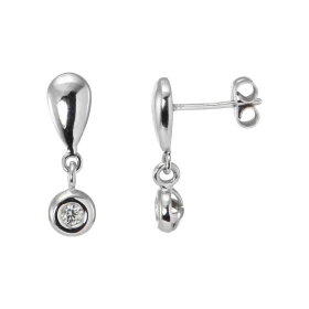  Boucles d oreilles pendantes Or Blanc 750 Diamant Les Diamants sont sertis dans un motif or blanc 5mm diamètre Vues face,...