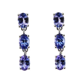  Boucles d oreilles Pendantes Or Blanc 750 Tanzanite Ces boucles sont serties tanzanites ovales 7x5mm (6 x 0.75 carat) Typ...