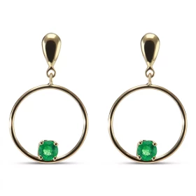  Boucles d oreilles Pendantes Or Jaune 750 Emeraudes rondes Diamètre des pierres : 5mm (2 x 0.4carat) Longueur d une boucl...