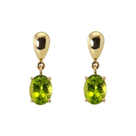 Boucles d oreilles pendantes Or Jaune 750 Péridot Ces boucles sont serties péridots ovales Les pierres mesurent 8x6mm pèse...