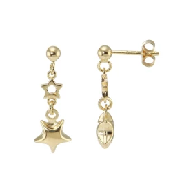Boucles d oreilles Pendantes Etoiles Or Jaune 375 Système fermeture : poussettes Longueur : 2.3cm