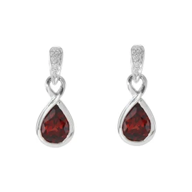 Boucles d oreilles Infini Or Blanc 375 Grenat Diamant Motif infini serti d un Grenat Poire 7x5mm d un diamant Les dimensio...