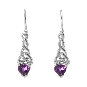 Boucles d oreilles Pendantes Motif Celtique Argent 925 Rhodié Améthyste Chaque boucle est sertie d une pierre forme coeur ...