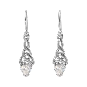 Boucles d oreilles Pendantes Motif Celtique Argent 925 Rhodié Oxyde zirconium Chaque boucle est sertie d une pierre forme ...