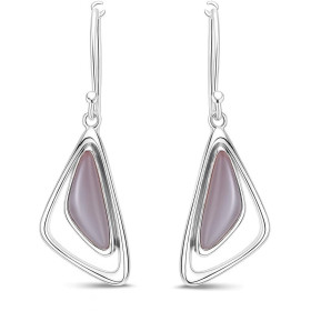 Boucles d oreilles pendantes Argent Nacre Motif Triangulaire 25x13mm Longueur : 44mm 