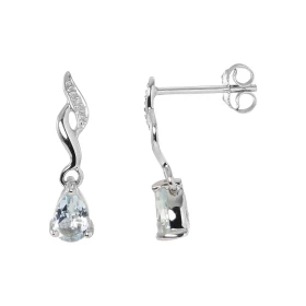 Boucles d oreilles Pendantes Or blanc 375 Aigue Marine Diamant Boucles d oreilles Or blanc 375 (9 carats) Pierre taille po...