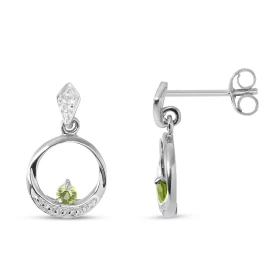 Boucles d oreilles Pendantes Or blanc 375 Péridot Boucles d oreilles Or blanc 375 (9 carats) Motif rond serti d une petite...