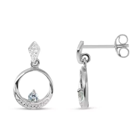 Boucles d oreilles Pendantes Or blanc 375 Topaze Bleue Boucles d oreilles Or blanc 375 (9 carats) Motif rond serti d une p...