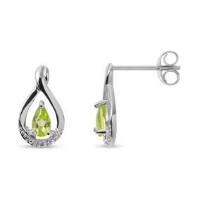  Boucles d oreilles Pendantes Or blanc 375 Péridot Diamant Boucles d oreilles Or blanc 375 (9 carats) Motif serti d une pi...