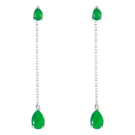 Boucles d oreilles Pendantes Or Blanc 750 Emeraude taille poire Emeraude taille poire 4x3mm contre l oreille 6x4mm partie ...