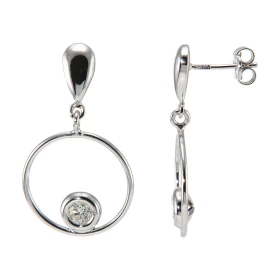  Boucles d oreilles pendantes Or Blanc 750 Diamants Pierres rondes 3.5mm diamètre Poids total des Diamants : 0.26 carat Qu...