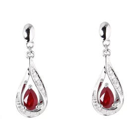  Boucles d oreilles Pendantes Or Blanc 750 Rubis poire 5x3mm Diamants Rubis taille poire mesurant 5x3mm pesant 0.25 carat ...