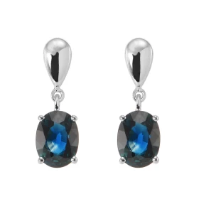  Boucles d oreilles pendantes Or Blanc Saphir Ces boucles sont serties saphirs ovales Les pierres mesurent 8x6mm pèsent 1,...