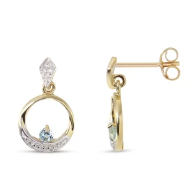 Boucles d oreilles Pendantes Or jaune 375 Aigue Marine Boucles d oreilles Or jaune 375 (9 carats) Motif rond serti d une p...