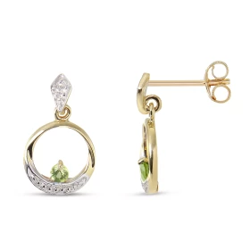 Boucles d oreilles Pendantes Or jaune 375 Péridot Boucles d oreilles Or jaune 375 (9 carats) Motif rond serti d une petite...