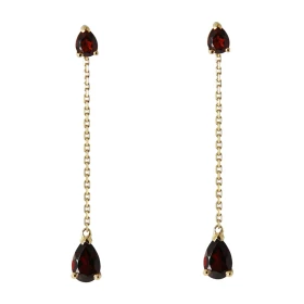 Boucles d oreilles Pendantes Or Jaune 375 Grenat taille poire Grenat taille poire 4x3mm contre l oreille 6x4mm partie bass...