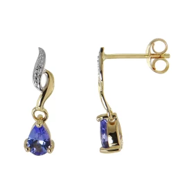  Boucles d oreilles Pendantes Or jaune 375 Tanzanite Diamant Boucles d oreilles Or jaune 375 (9 carats) Pierre taille poir...