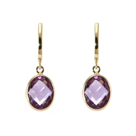 Boucles d oreilles Pendantes Or Jaune 750 Améthyste Ovale 9x7mm Chaque boucle est sertie d une pierre ovale 9x7mm Longueur...