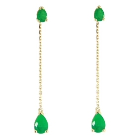 Boucles d oreilles Pendantes Or Jaune 750 Emeraude taille poire Emeraude taille poire 4x3mm contre l oreille 6x4mm partie ...