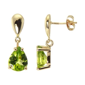 Boucles d oreilles pendantes Or Jaune 750 Péridot Poire 9x7mm Pierres taille poire 9x7mm (1,35 carat / pièce) Pierres ser...