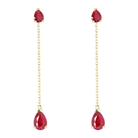  Boucles d oreilles Pendantes Or Jaune 750 Rubis taille poire Rubis taille poire 4x3mm contre l oreille 6x4mm partie basse...