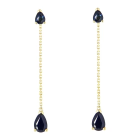 Boucles d oreilles Pendantes Or Jaune 750 Saphir taille poire Saphir taille poire 4x3mm contre l oreille 6x4mm partie bass...