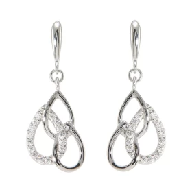 Boucles d oreilles Pendantes Poires entrelacées Argent 925 Rhodié Oxydes Motifs composés poires entrelacées sertis d oxyde...