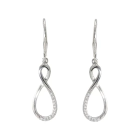 Boucles d oreilles Pendantes Signe Infini Argent 925 Rhodié Oxydes Boucles composées d un motif signe infini pavé d oxydes...