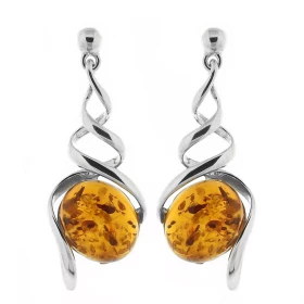 Boucles d oreilles Tourbillons Ambre Argent 925 Boucles d oreilles Argent 925 Ambre couleur cognac Ambres taillées ovales ...