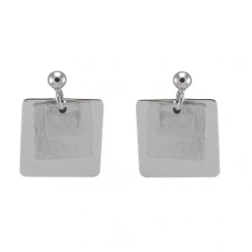 Boucles d oreilles pendantes argent rhodié composées 3 carrés superposés Largeur : 15mm Longueur totale : 20mm Système d a...