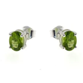 Boucles d oreilles Argent 925 Péridot serties pierres 7 x 5 mm 