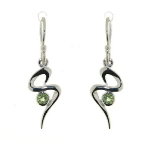 Boucles d oreilles Argent 925 Péridot serties pierres 6.5mm diamètre Longueur : 20 mm 