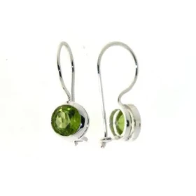 Boucles d oreilles Argent 925 Péridot pendantes serties pierres 6mm Longueur : 19mm