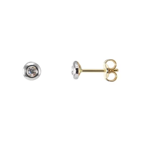  Boucles d oreilles Oxyde zirconium Monture Or Jaune 375/1000 Rhodié Diamètre du motif Or : 4,2mm Diametre des Oxydes : 2mm 