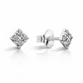 Boucles d oreilles puces argent 925 forme carrée serties 4 oxydes zirconium Dimension : 4x4mm Système d attache : poussett...