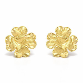 Boucles d oreilles puces argent 925 doré diamanté forme trèfle porte bonheur Largeur : 19mm Longueur : 19mm Système d atta...