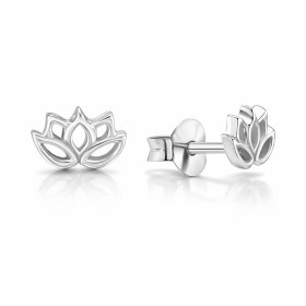 Boucles d oreilles puces argent 925 forme fleur lotus Dimension : 7x4,5mm Système d attache : poussette belge
