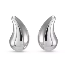 Boucles d oreilles puces argent rhodié forme goutte Largeur : 12mm Longueur : 21mm Système d attache : poussette belge