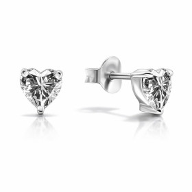 Boucles d oreilles puces argent 925 composées d un oxyde zirconium forme cœur Dimension : 4,2x5,2mm Système d attache : po...