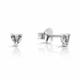 Boucles d oreilles puces argent 925 composées d un oxyde zirconium forme cœur Dimension : 3,3x3,7mm Système d attache : po...