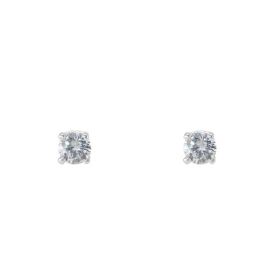 Boucles d oreilles puces argent rhodié composées d un oxyde zirconium 3mm serti 4 griffes Largeur : 3mm Longueur : 3mm Sys...