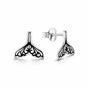 Boucles d oreilles puces argent 925 forme queue sirène Dimension : 8x8mm Système d attache : poussette belge